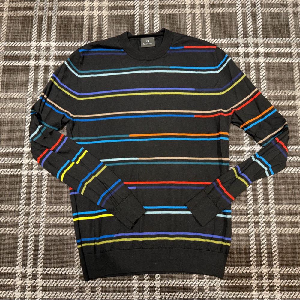 Paul Smith Black Multicolor Striped Crewneck Sweater